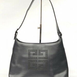 Givenchy Shoulder Bag Logo Die Cut Black Leather or